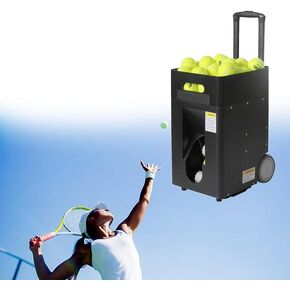 Portable Tennis Ball Machine, Automatic Tennis Ball Launcher, Adjustable Launch Angle, Speed, Rotation Frequency/Stepless Adjustment 20° to 70°/Large Capacity 50 in Kuwait