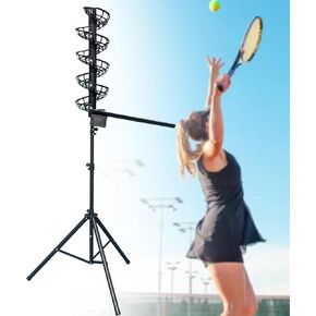 Portable Tennis Ball Machine, 33 Balls High-Capacity Tennis Automatic Launcher, 1.2-1.9 Meters Height Adjustable, with Weighted Water Bag, Reduce Vibration in Saudi Arabia