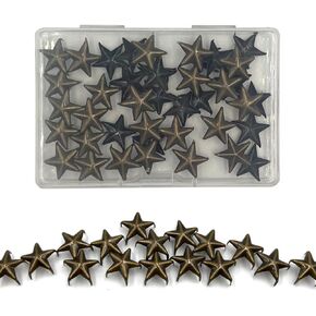 Honigo 50pcs Star-Shaped Studs Rivets Silver Metal Solid Brass 10mm 5 Prongs Spikes Spots for Leather Craft Clothes Belt Bag Shoes Decorations Totes DIY Craft in Kuwait