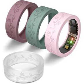 4 Pack Flower Ring Cover for Ultrahuman Ring Air, Floral Engraved Anti-Scratch Silicone Smart Ring Accessories for Ultra Human Ring Protector Women in Saudi Arabia