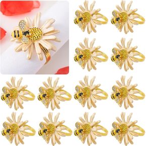 مجموعة حلقات مناديل زهرة الربيع من APTWOW مكونة من 6 - حامل مناديل معدني على شكل نحلة عباد الشمس، حلقات مناديل المزرعة لعيد الفصح وحفلات الزفاف وأعياد الميلاد وديكور طاولة الربيع in Kuwait