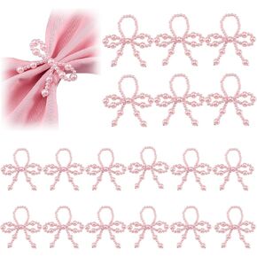 18 Pcs Pink Pearl Napkin Rings Adjustable Imitation Pearl String Elegant Napkin Holders for Weddings Dinner Parties and Everyday Use in Kuwait