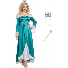 Princess Daisy Costume Adults Peach Costume Rosalina Dress Party Gown Ball Dress Crown Earrings for Women in Saudi Arabia