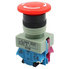 Baomain Emergency Stop Push Button Switch AC 600V 10A Red Mushroom 1NO 1NC 22mm Plastic Head, for Industrial Control Panel in Kuwait