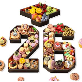 26 رقمًا من أرقام الفحم قابلة للتعبئة، مقاس 13.78 بوصة باللون الأسود والذهبي رقم 26 من الورق المقوى للفحم، وصينية الأرقام مع غطاء الدكتوراه لصندوق كب كيك الشوكولاتة والزهور، فئة 2026 ديكور التخرج in Kuwait