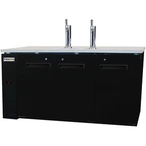 Frigos Premium FGP-BD-72 مبرد بيرة السحب المباشر 72.8 بوصة (2) أبراج ذات مسودة واحدة باللون الأسود - مثالية للمطبخ التجاري - ثلاجة زجاجة البيرة متضمنة مع باب رفع in Kuwait