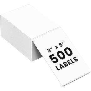 ملصقات حرارية Fanfold 3 × 5، 500 قطعة ملصق شحن مثقوب أبيض قابل للطي 70 جرام ملصقات طابعة حرارية مقاومة للماء للطابعة الحرارية، ملصقات الشحن السريع، الاستخدام الذاتي، لاصق قوي in Kuwait