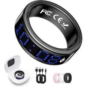Smart Ring for Women & Men, Fitness & Health Tracker with Display Screen, IP68 Waterproof Smart Rings for Health Monitoring, Fitness Tracker Ring with Call Notification, No App Fees (Black, 10#) in Saudi Arabia