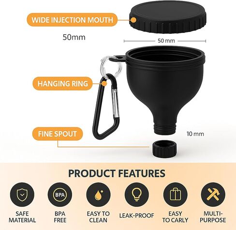 2 Pack Protein Powder Funnel - Protein Powder Travel Container(Black) Protein Powder Container to Go for Workouts, Fitness and Traveling(50ml) in Saudi Arabia