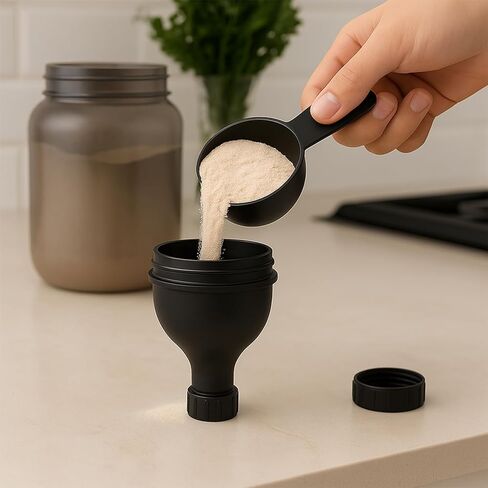 2 Pack Protein Powder Funnel - Protein Powder Travel Container(Black) Protein Powder Container to Go for Workouts, Fitness and Traveling(50ml) in Saudi Arabia