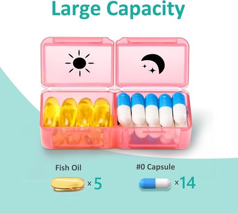 منظم حبوب الدواء الشهري من فوليكون مرتين في اليوم، صندوق حبوب الدواء 30 يومًا صباحًا ومساءً مع 32 علبة كبيرة قابلة للإزالة، تخزين الأدوية والفيتامينات للسفر والمنزل (قوس قزح أبيض) in Kuwait
