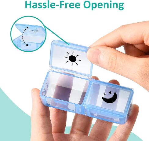 منظم حبوب الدواء الشهري من فوليكون مرتين في اليوم، صندوق حبوب الدواء 30 يومًا صباحًا ومساءً مع 32 علبة كبيرة قابلة للإزالة، تخزين الأدوية والفيتامينات للسفر والمنزل (قوس قزح أبيض) in Kuwait