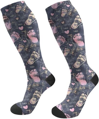 FREEHOTU Compression Socks For Women & Men Circulation 15-20 Mmhg Knee High Socks For Nurses, Running, Travel, Athletic in Kuwait