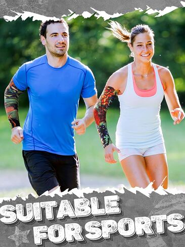 Geyoga 12 Pcs Tattoo Sleeves Fake Arm Sleeves Cover Realistic Soft Elasticity UV Protection for Men Women Working in Kuwait