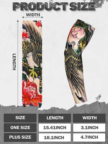 Geyoga 12 Pcs Tattoo Sleeves Fake Arm Sleeves Cover Realistic Soft Elasticity UV Protection for Men Women Working in Kuwait