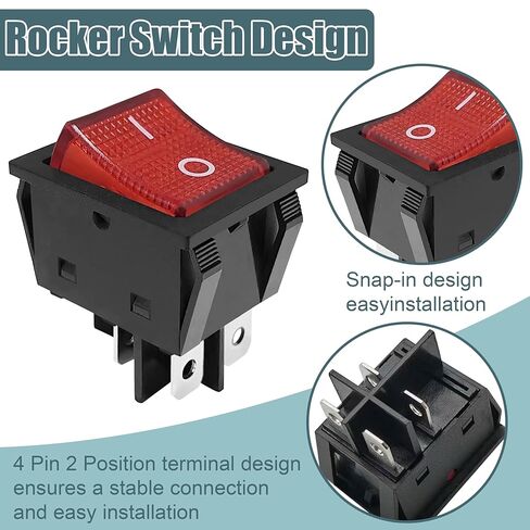 KCD4 مفتاح الروك 4 دبوس 2 موضع تشغيل/إيقاف 30 أمبير 250 فولت، مفتاح تبديل القارب DPST مع آلة اللحام المناسبة، صانع الفشار، مكنسة كهربائية، جهاز المشي، موزع المياه، آلة التدليك، منفاخ الهواء، إلخ. in Kuwait