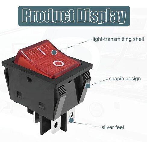 KCD4 مفتاح الروك 4 دبوس 2 موضع تشغيل/إيقاف 30 أمبير 250 فولت، مفتاح تبديل القارب DPST مع آلة اللحام المناسبة، صانع الفشار، مكنسة كهربائية، جهاز المشي، موزع المياه، آلة التدليك، منفاخ الهواء، إلخ. in Kuwait