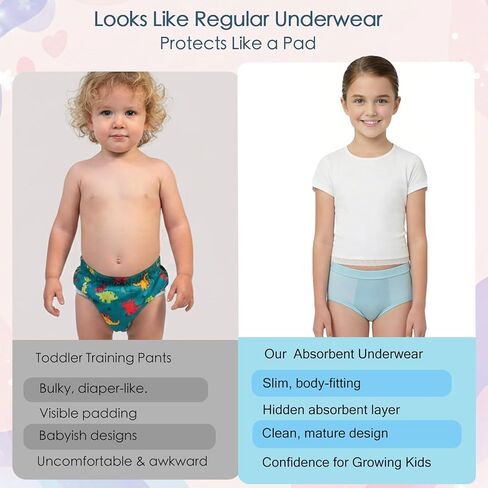 Washable Incontinence Underwear for Girls,Leakproof Training Pants for big Kids, Bedwetting Nighttime Underwear in Saudi Arabia