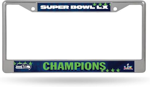 Rico Industries NFL Football Seattle Seahawks 2026 Super Bowl LX Champions Chrome Frame and Metal Tag in Saudi Arabia