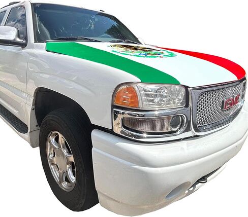 غطاء محرك السيارة المكسيكي 4 × 5 قدم - شامل البوليستر المرن | ديكور السيارات الوطنية الممتدة والهدايا الوطنية المكسيكية المثالية in Kuwait