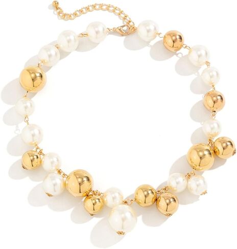 Pearl Necklaces for Women Chunky Pearl Beaded Statement Choker Necklace Elegant Wedding Prom Birthday Christmas Gift Jewelry in Kuwait