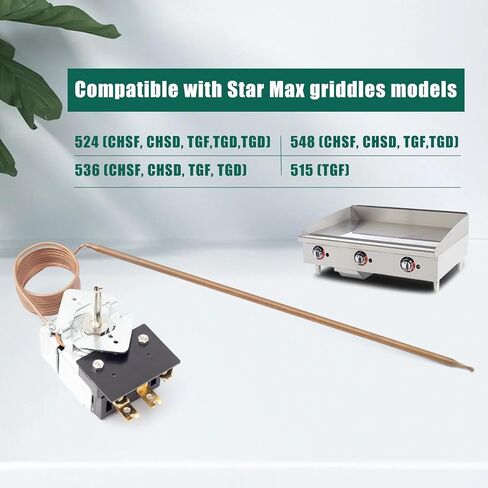 YXVCNE SA-465-36 Electric Griddle Thermostat Control Upgraded Compatible With star max griddle 2T-Z5958 MFG 2T-Z5958 MFG Z5958, Temp 100-450F, SA-465-36 thermostat Replacement For AllPoints 46-1368 in Saudi Arabia