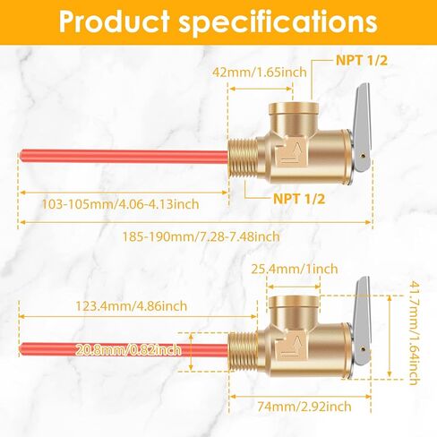 1/2 "NPT RV 0.7MPa صمام تخفيف درجة الحرارة والضغط، صمام أمان نحاسي سميك، صمام تخفيف درجة الحرارة والضغط لسخان المياه RV لخزانات سخان المياه الساخنة (DN15-1pc) in Kuwait
