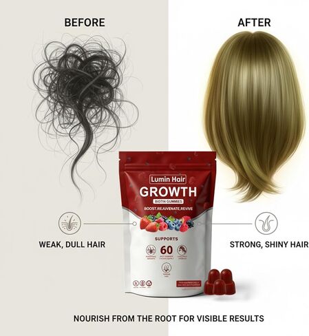 Growth Gummies for Black Women, 60 Vegan Gummies, Daily Hair Nourishment with Biotin, Collagen & Botanical Extracts, Supports Healthy Hair Growth & Strength in Saudi Arabia