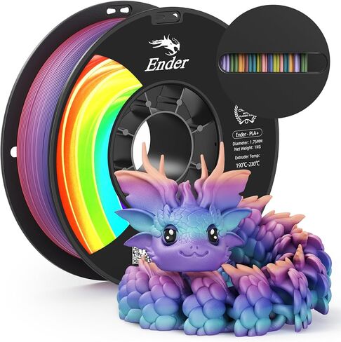 Creality Rainbow PLA+ Filament 1.75mm,1kg(2.2lb) Fast Changing Multicolor Gradient 3D Printer PLA Filament,Vivid Color, Better Toughness, Dimensional Accuracy +/- 0.02mm, Rainbow in Saudi Arabia