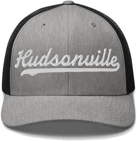 Hudsonville قبعة Hudsonville قبعة سائق الشاحنة البيسبول النصي قبعة مطرزة خمر شبكة رياضية سووش هدية تذكارية أغطية الرأس MI in Saudi Arabia