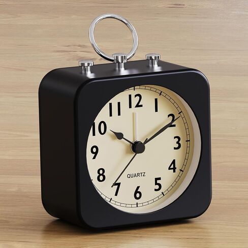 AYRELY® Battery Operated Alarm Clock,Small Retro Table Clock,Slient Metal Desk Clock with Light for Living Room Decor,Bedroom,Bedside,Shelf (Red) in Kuwait