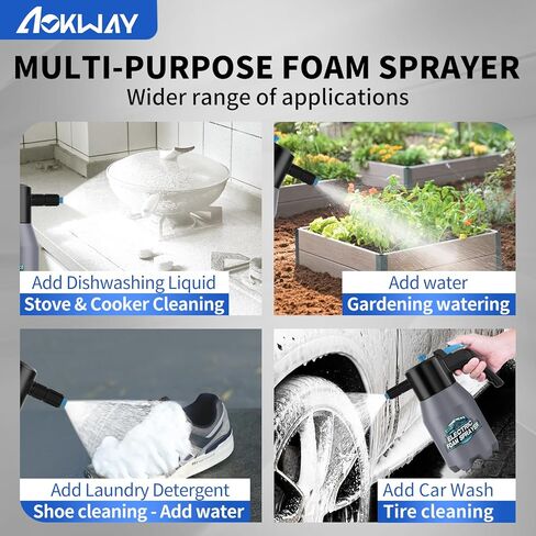 Aokway Cordless Electric Foam Prayer Wash Kit - مدفع رغوة محمولة للتفاصيل لتنظيف السيارات ، مكبرات الرغوة الثلجية ، إكسسوارات السيارات للرجال in Kuwait