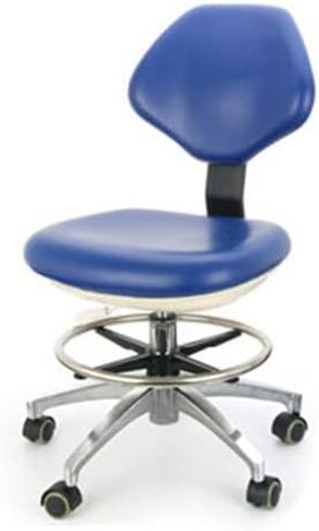 كرسي طبيب الأسنان من جلد البولي يوريثان قابل للتعديل مع عجلات دوارة، مقعد طبيب أزرق لممارسة طب الأسنان بشكل مريح in Kuwait