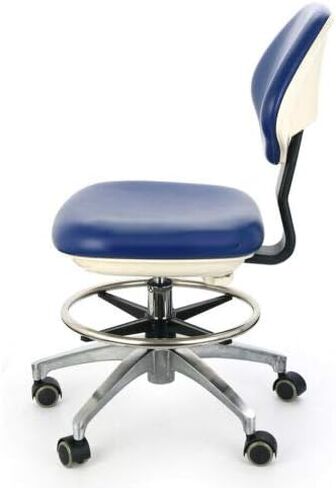 كرسي طبيب الأسنان من جلد البولي يوريثان قابل للتعديل مع عجلات دوارة، مقعد طبيب أزرق لممارسة طب الأسنان بشكل مريح in Kuwait
