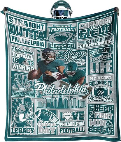 هدايا مشجعي كرة القدم للمدينة، بطانية باللون الأخضر الداكن والفضي، بطانية ناعمة خفيفة الوزن، بطانية رمي 60 بوصة × 50 بوصة، لحاف سرير لجميع المواسم in Kuwait