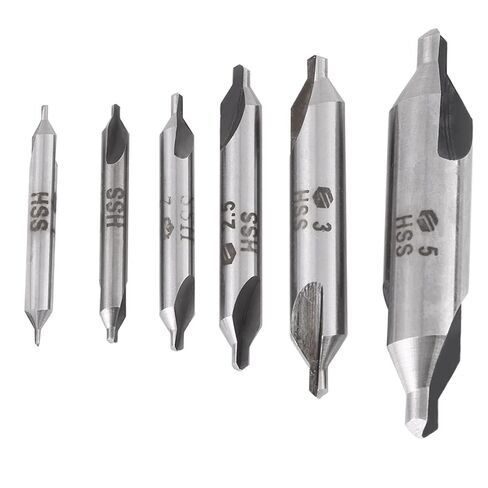6Pcs Combined Drill and Countersink, 60 Degree HSS Center Drill Bits Centering Drills Set, Double End Drill Bit for Metalworking, 1/1.5/2/2.5/3/5mm in Kuwait