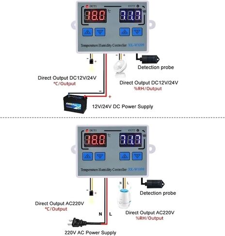 W1099 110V 220V 12V 24V Digital LED Temperature Humidity Controller for Incubator Thermometer Hygrometer Meter Sensor Thermostat in Saudi Arabia