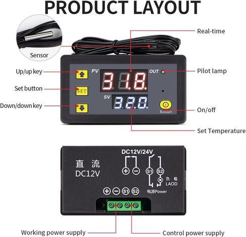 Digital Remote Control Temperature Controller DC12V Thermostat Regulator NTC Sensor for Refrigerator Indoor Freezer ZFX-W1608 in Saudi Arabia