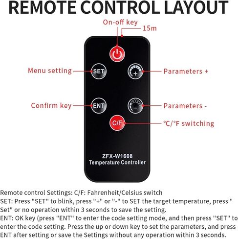 Digital Remote Control Temperature Controller DC12V Thermostat Regulator NTC Sensor for Refrigerator Indoor Freezer ZFX-W1608 in Saudi Arabia