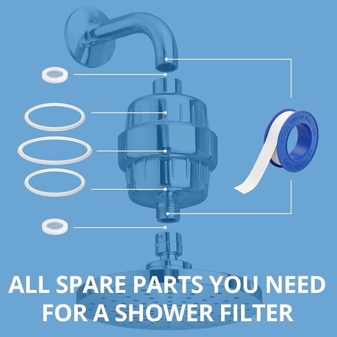 مجموعة قطع غيار فلتر الدش من weAQUA، شريط تفلون، حلقة دائرية وحشية من السيليكون، ملحقات سباكة مانعة للتسرب لفلتر الدش ورأس الدش in Kuwait