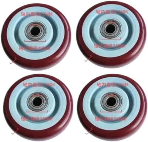 4PCS 4-inch Maroon Polyurethane Single Wheel wear-Resistant cart with Double Bearings Purplish Red in Saudi Arabia