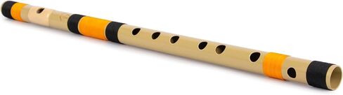 راضي المزامير | D الطبيعية اليد اليمنى الوسطى بانسوري | أسود وبرتقالي | تم ضبطه باستخدام Tanpura A=440 هرتز | الناي PVC + دروس الناي الهندية والإنجليزية in Kuwait