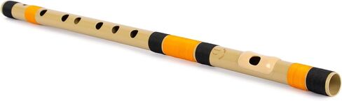 راضي المزامير | D الطبيعية اليد اليمنى الوسطى بانسوري | أسود وبرتقالي | تم ضبطه باستخدام Tanpura A=440 هرتز | الناي PVC + دروس الناي الهندية والإنجليزية in Kuwait