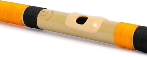 راضي المزامير | D الطبيعية اليد اليمنى الوسطى بانسوري | أسود وبرتقالي | تم ضبطه باستخدام Tanpura A=440 هرتز | الناي PVC + دروس الناي الهندية والإنجليزية in Kuwait