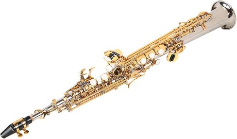 Drfeify Vintage Silver Brass Soprano Straight Saxophone Gold Key Tone for Professional Players in Saudi Arabia