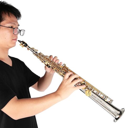 Drfeify Vintage Silver Brass Soprano Straight Saxophone Gold Key Tone for Professional Players in Saudi Arabia