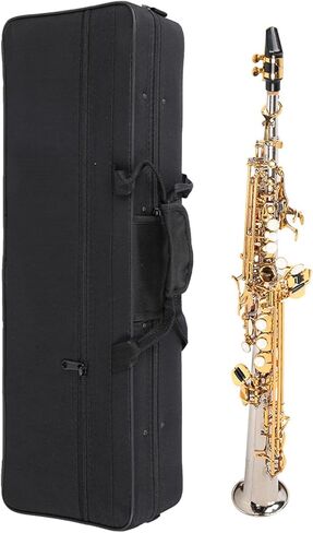 Drfeify Vintage Silver Brass Soprano Straight Saxophone Gold Key Tone for Professional Players in Saudi Arabia