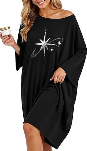 Hongteya Plus Lightgowns للنساء نوم كبير الحجم تلبس ملابس قصيرة بأكمام نوم مع جيب تناسب S-5XL in Saudi Arabia