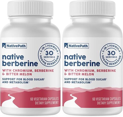 NativePath Native Berberine HCl 3-in-1 Complex with Chromium & Bitter Melon Extract - 500mg Premium Metabolic Support - 60 Capsules in Kuwait