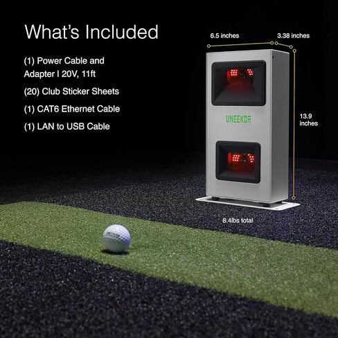 Uneekor EYE MINI CORE Golf Launch Monitor & Simulator, 15 Ball Data Points, Near-Zero Latency, Works with GSPro, TGC19 & E6 in Saudi Arabia